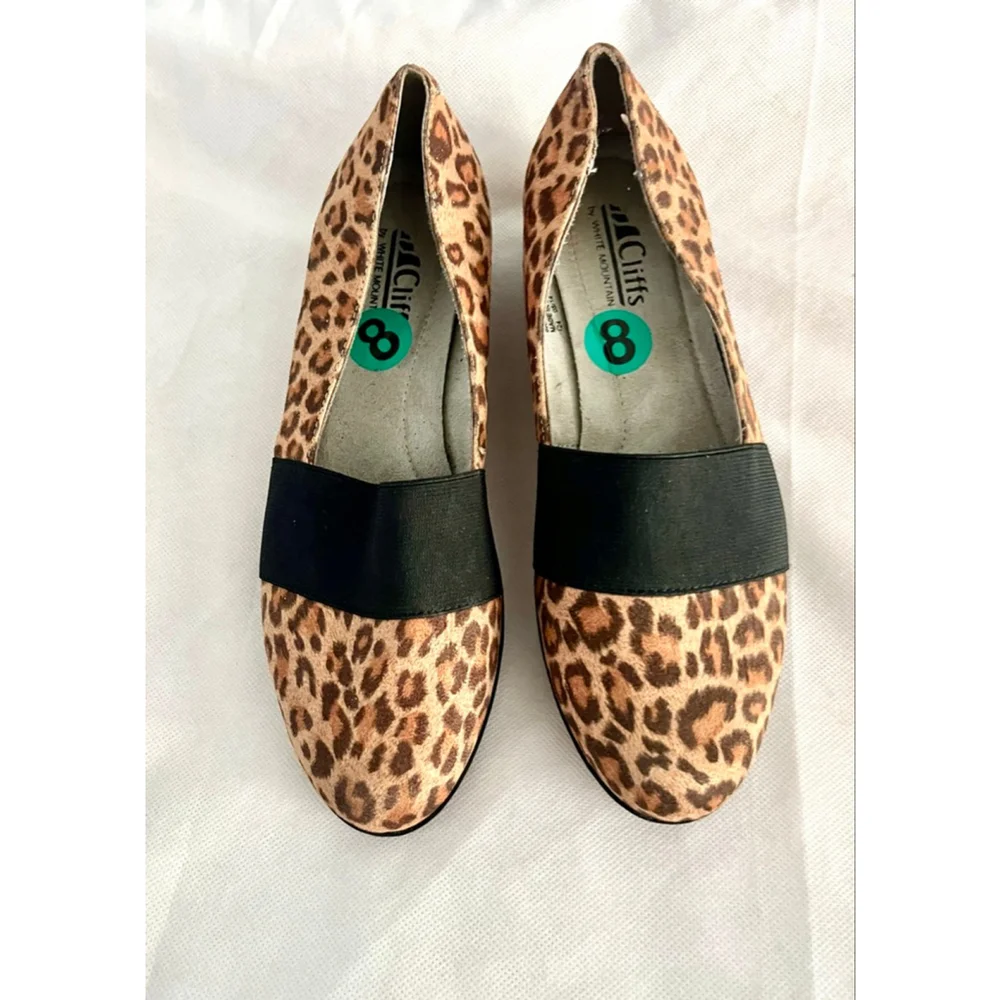 Cliffs by White Mountain Hoffman Wedge Loafers with Leopard print Women Size 8